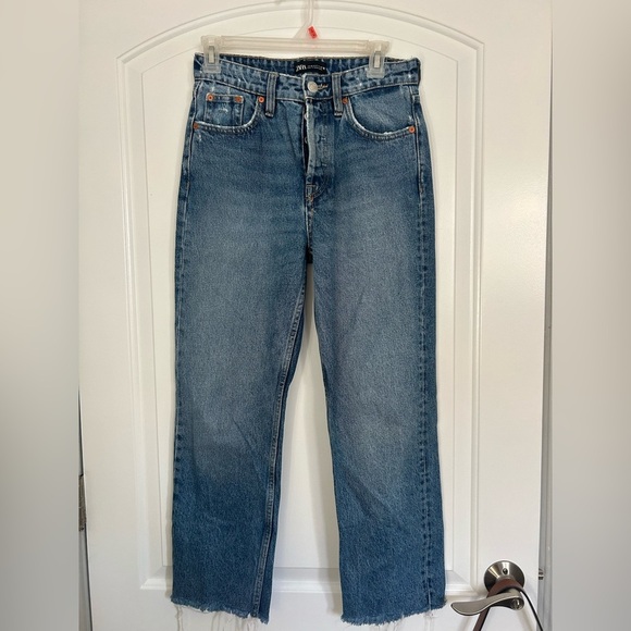 Zara 90s High Rise Straight Leg Denim 100% cotton size 4 - Picture 2 of 12